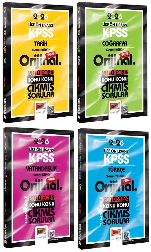 Yargı 2026 KPSS Lise Ortaöğretim Ön Lisans Tarih+Coğrafya+Vatandaşlık+Türkçe Orijinal Çıkmış Sorular 2010-2024 4 lü Set  - Yargı Yayınları - Image 1