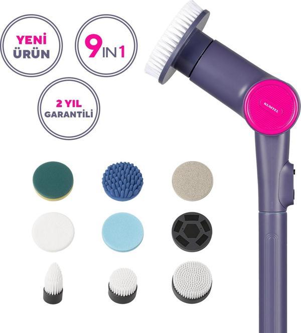 Kumtel 9in1 Şarjlı Çok Amaçlı Temizlik Fırçası Seti HSCR-01 - Image 1