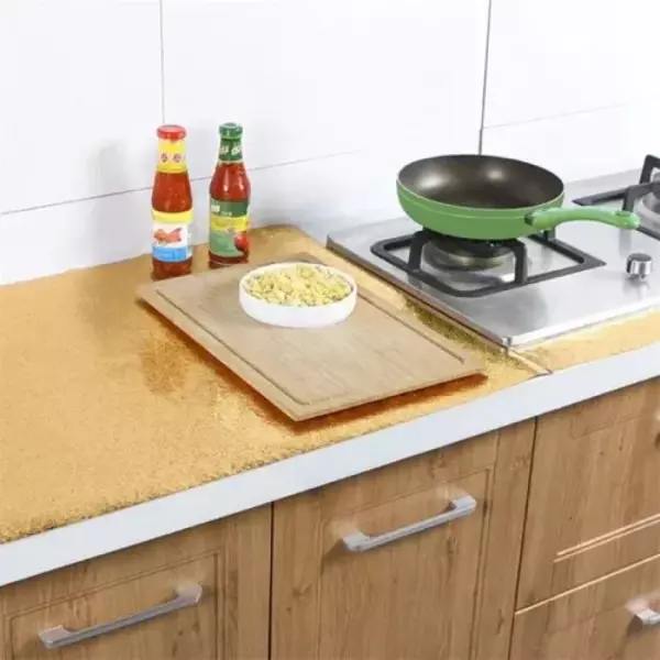Büro Ev Ofis Mutfağı için Golden Yapışkanlı Koruyucu Dekoratif  Tezgah Folyosu - Image 1