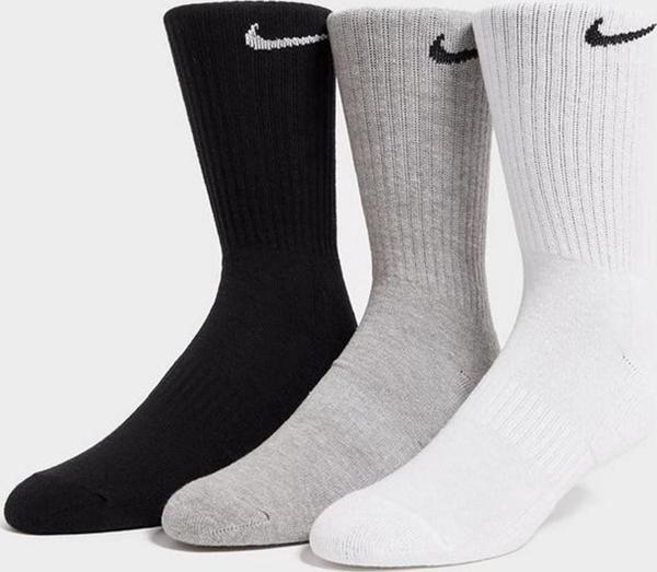 Nike Dri Fit Everyday Cotton Cushioned Crew 3 Pr Siyah Unisex Çorap 3 Çift Beyaz-Gri-Siyah - Image 1