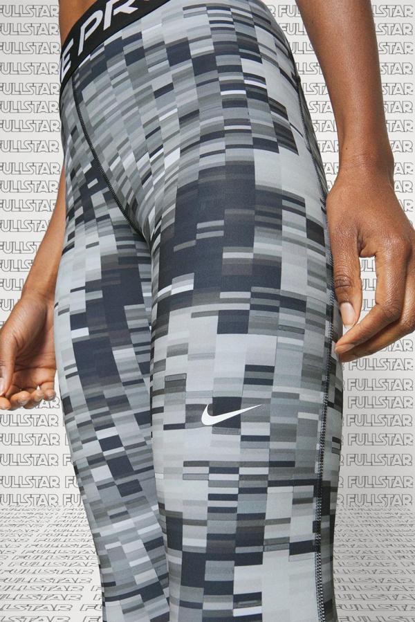 Nike Pro Dri Fit Printed 7/8 Training Leggings Baskılı Toparlayıcı Kadın Tayt Siyah  - Image 1