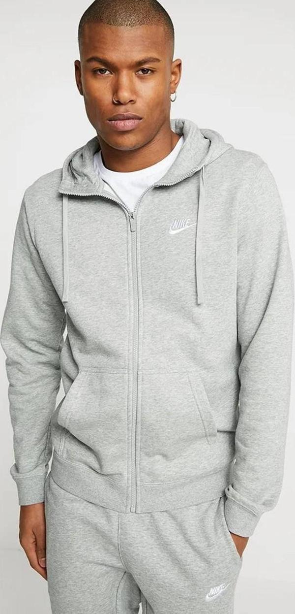 Nike Sportswear Club Full Zip Hoodie Erkek Kapüşonlu Sweatshirt Gri - Image 1