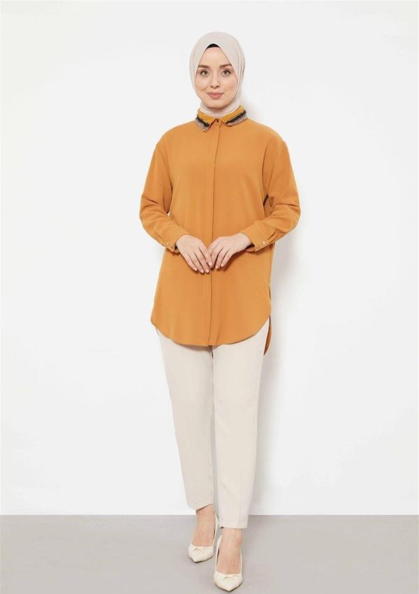 Hardal Triko Yakalı Gömlek - Image 1