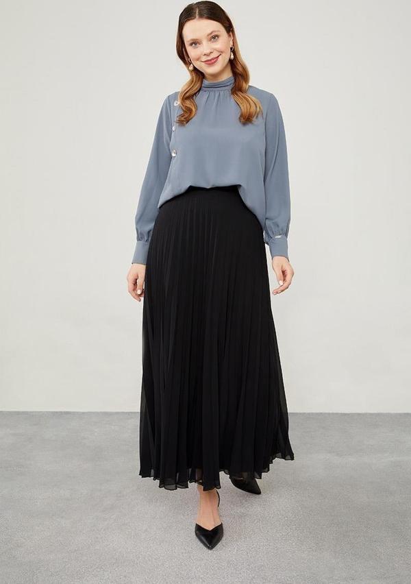 Antrasit Düğme Detaylı Gömlek - Image 1