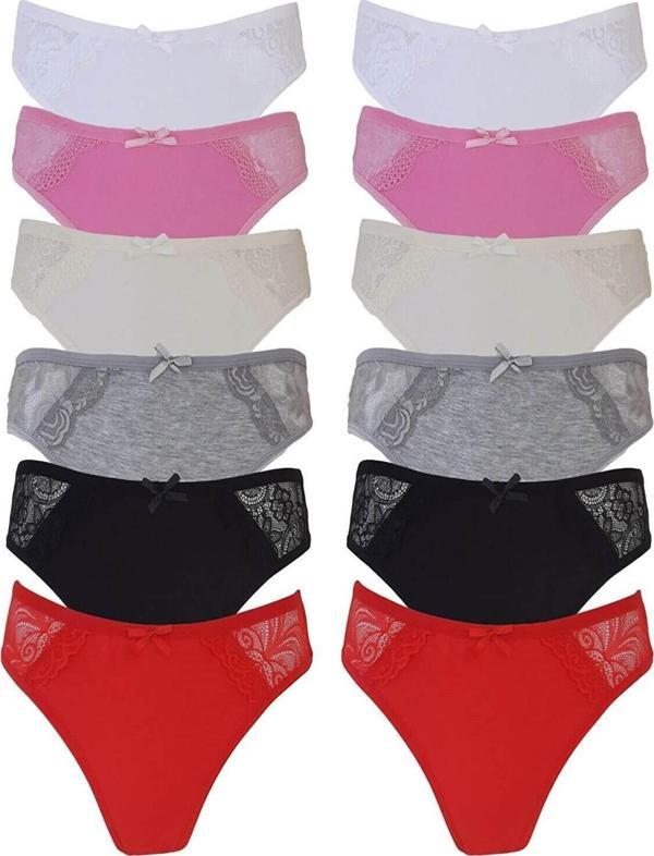 Tutku 12 'li Firuze Dantelli Bayan Elastan Bikini Külot Kombin - Image 1