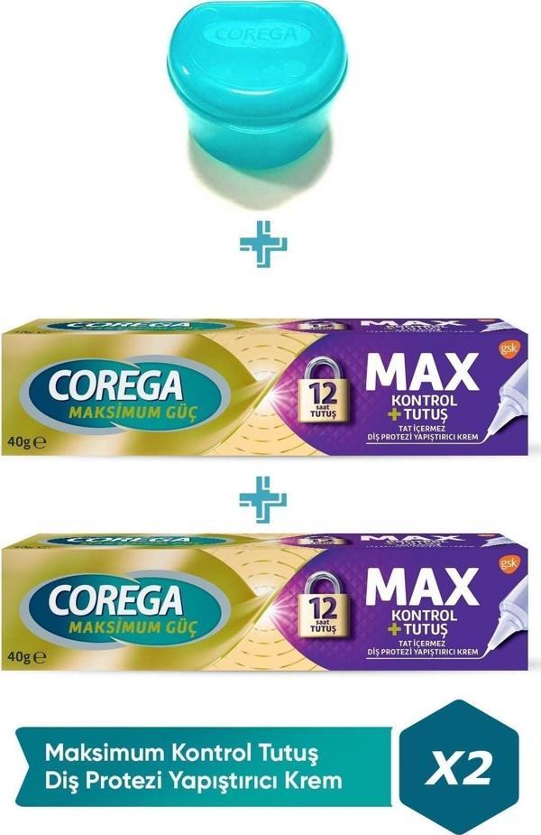 Maksimum Kontrol Protez Yapıştırıcı Krem 40gr 2 Adet + Protez Diş Saklama Kutusu Cbkshop - Image 1