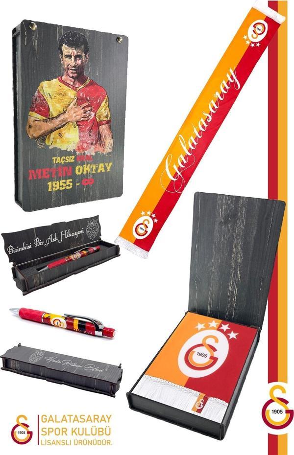 Galatasaray Orijinal Lisanslı Şal Kaşkol Atkı ve Premium Uçlu Kalem Set Aslan Baskılı Ah - Image 1