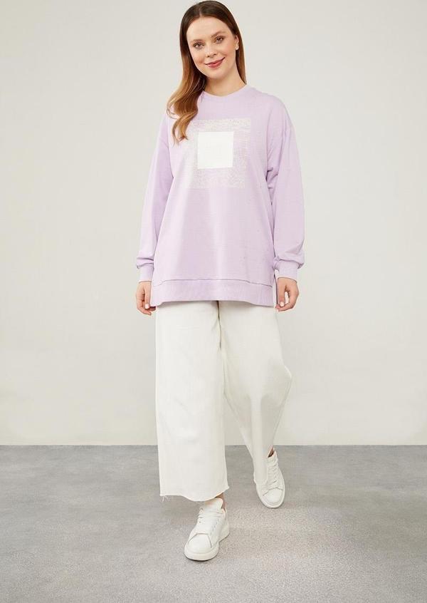 Lila Varak Baskılı Sweatshirt - Image 1
