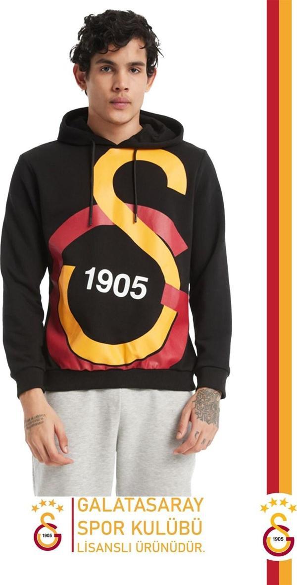 Galatasaray Orijinal Lisanslı Büyük Logo Kapüşonlu Erkek Sweat - Image 1