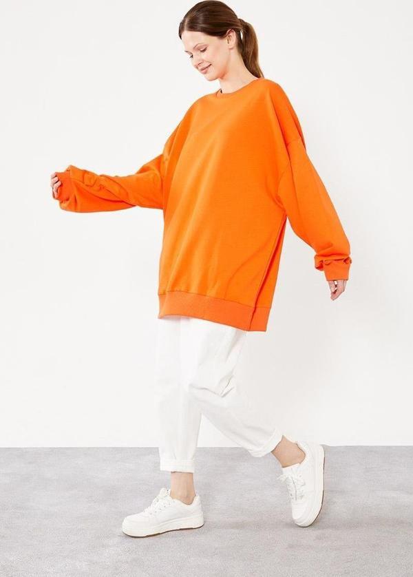 Oranj Bisiklet Yaka Oversize Sweat - Image 1