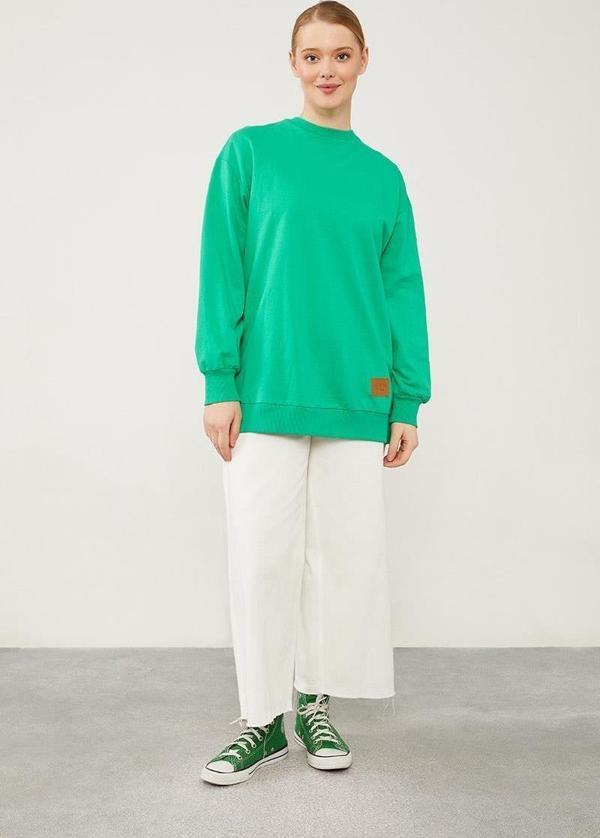 Benetton Bisiklet Yaka Ribanalı Basic Sweat - Image 1