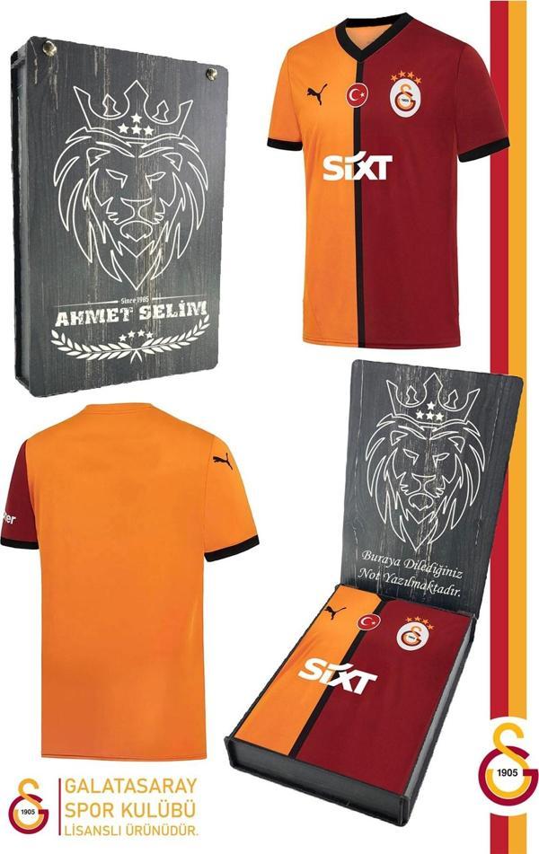 Galatasaray Orijinal 2024/2025 Parçalı İç Saha Taraftar Forma Kişiye Özel Ahşap Kutul - Image 1