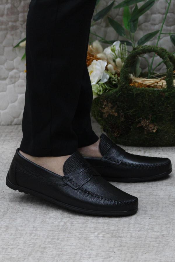 Mehmet Mete 31020 Siyah Deri Hakiki Deri Loafer Erkek Babet Erkek Ayakkabı - Image 1