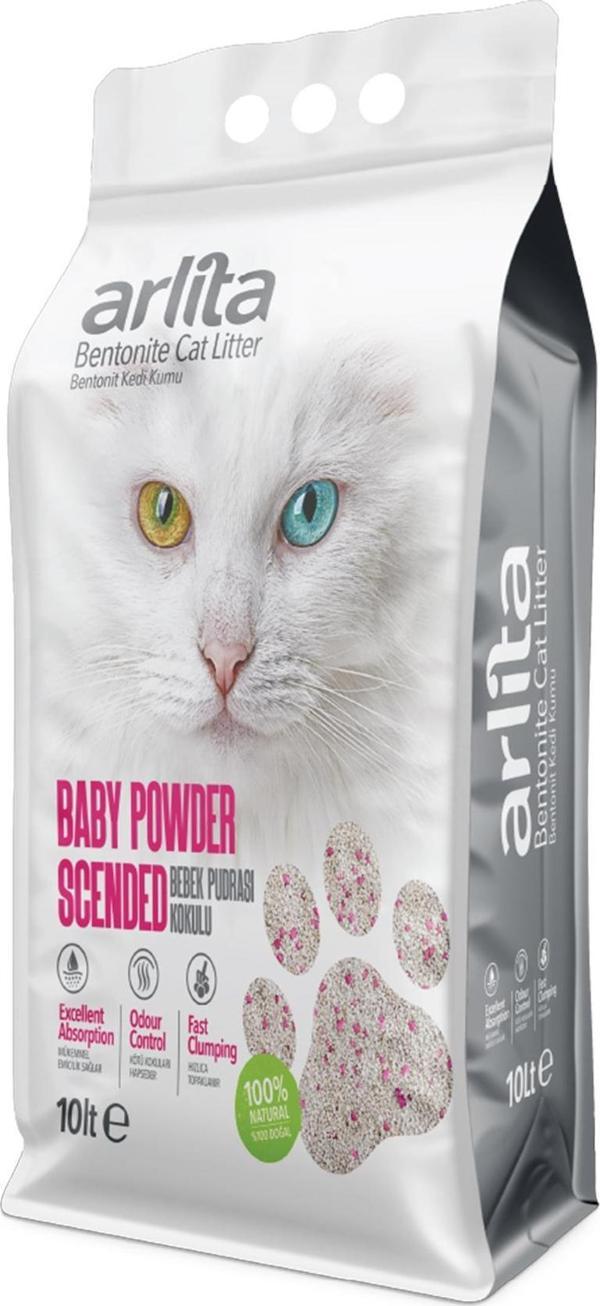 Arlita Bebek Pudrası Kokulu İnce Tane Topaklanan 10 Litre  Kedi Kumu - Image 1