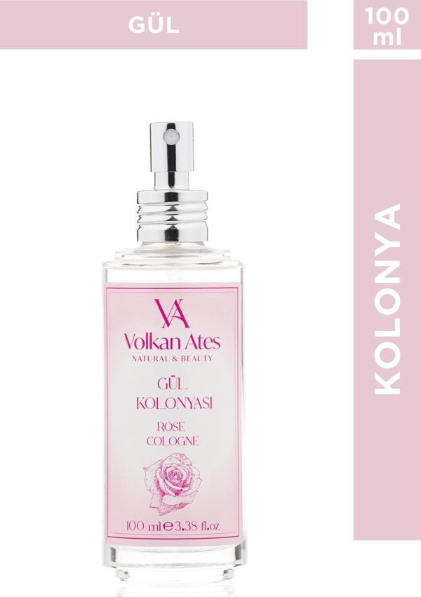 Volkan Ates Natural & Beauty Gül Kolonyası Cam Şişe 100 ml - Image 1