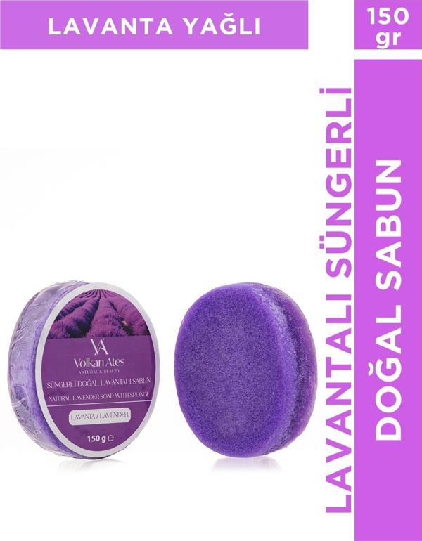 Volkan Ates Natural & Beauty Lavanta Yağlı Süngerli Doğal Sabun 150 gr - Image 1