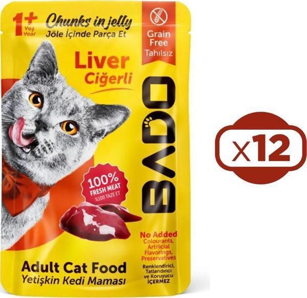  Bado Yaş Kedi Maması Ciğerli Etli 85gr x 12 Adet - Image 1