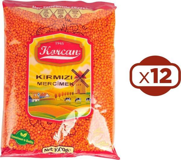 Korcan Kırmızı Mercimek 1 kg x 12 Adet - Image 1
