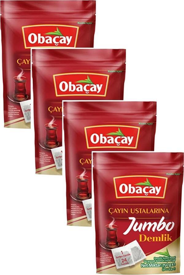 Obaçay Jumbo Demlik Poşet Çay 30 x 25 g. - 4 PAKET - Image 1