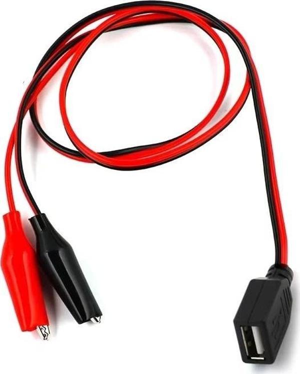 Usb Dişi Krokodil Çevirici Kablo - 5V Kaynak Test Kablosu 60Cm Max 2A - Image 1