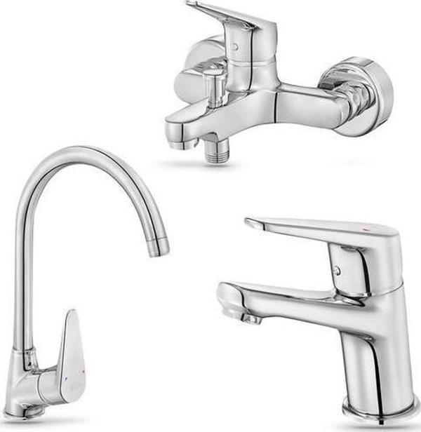E.C.A Spylos 3'lü Batarya Seti: Banyo - Lavabo - Eviye Bataryası |102188125S3 - Image 1