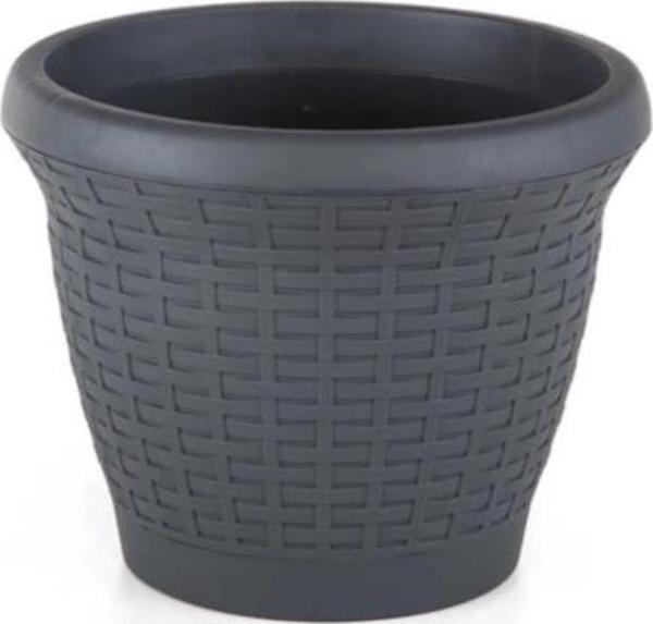 Omnipazar SO-HS03 Plastik Hasır Desenli Dekoratif Saksı 10 Litre No 3 - Image 1