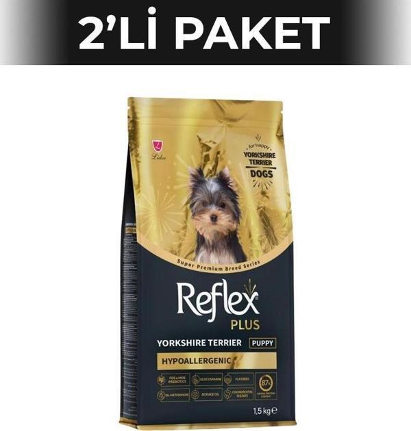 Reflex Plus Yorkshire Terrier Hypoallergenic Tavuklu Yavru Köpek Maması 1,5 kg 2 Adet - Image 1