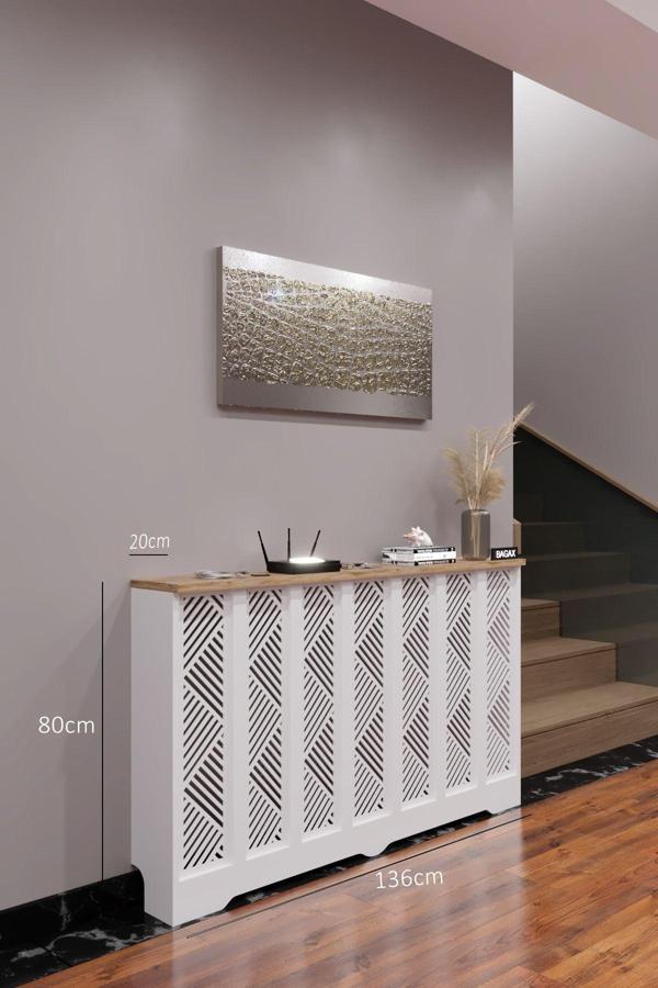 Bagax Gordion Model, Beyaz Üstü Çam Renk, 136 Cm Petek Kaplama, Dresuar - Image 1