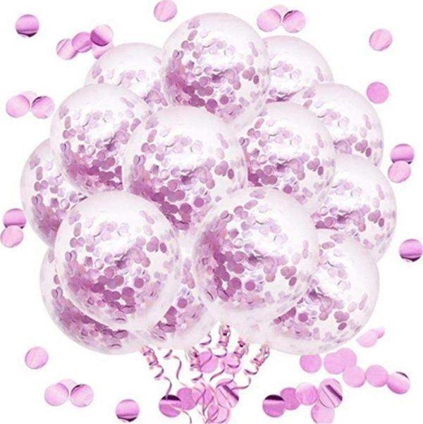 Pembe Konfetili 10 Adet Şeffaf Balon - Image 1