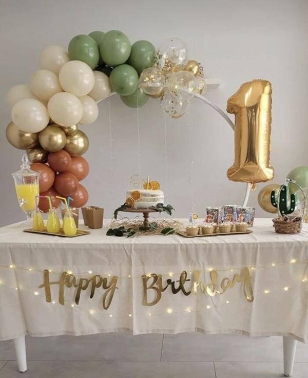 1 YAŞ DOĞUM GÜNÜ  PERİ LED Lİ YANIK TURUNCU DENİZ KUMU KÜF YEŞİLİ KROM GOLD ZİNCİR SET - Image 1