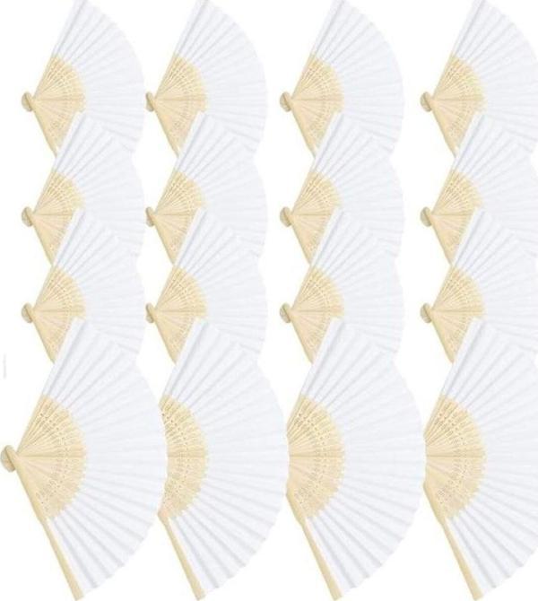 25 adet Bambu -Beyaz Yelpaze - Image 1