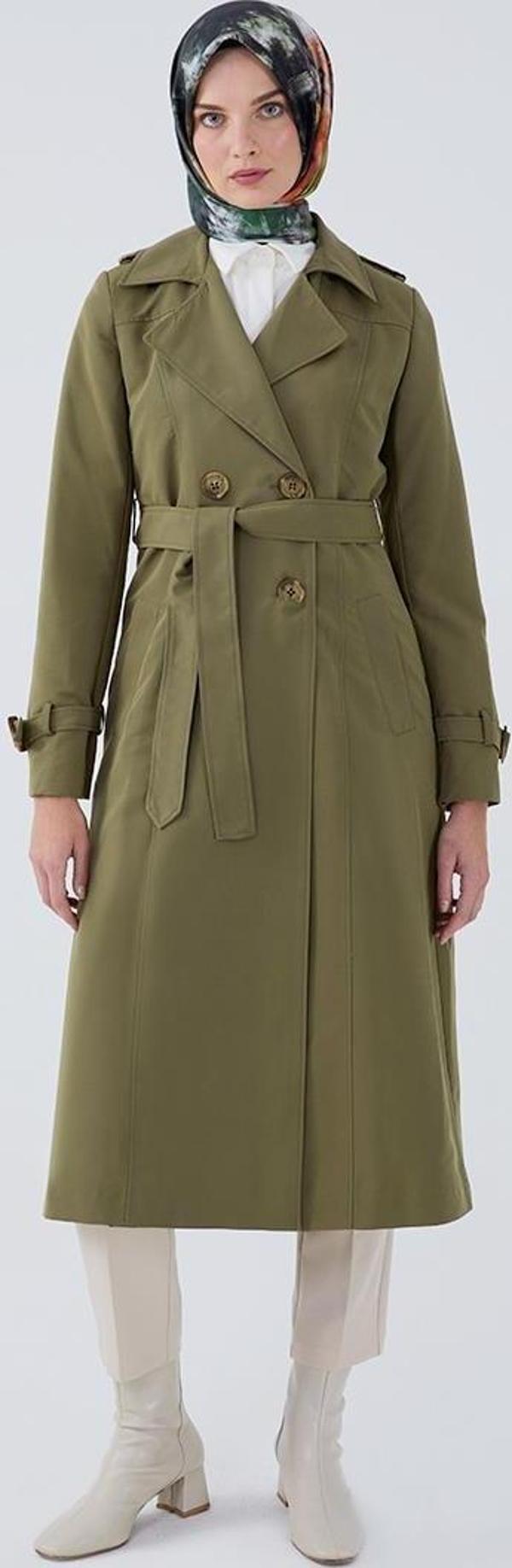 Haki Kruvaze Trençkot - Image 1