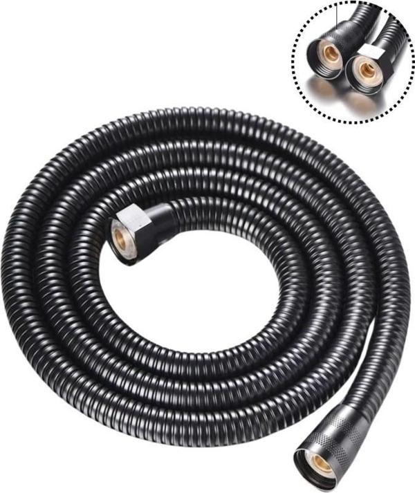 1.Sınıf Dayanıklı Spiral Duş Hortumu Siyah Metal Örgülü 1.5 M KYK1010 - Image 1