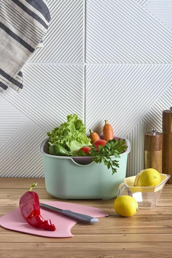 Tasty 5 Prç. Çok Amaçlı Karıştırma Kabı Süzgeç Kesme Tahtası Hazırlık Seti - Image 1