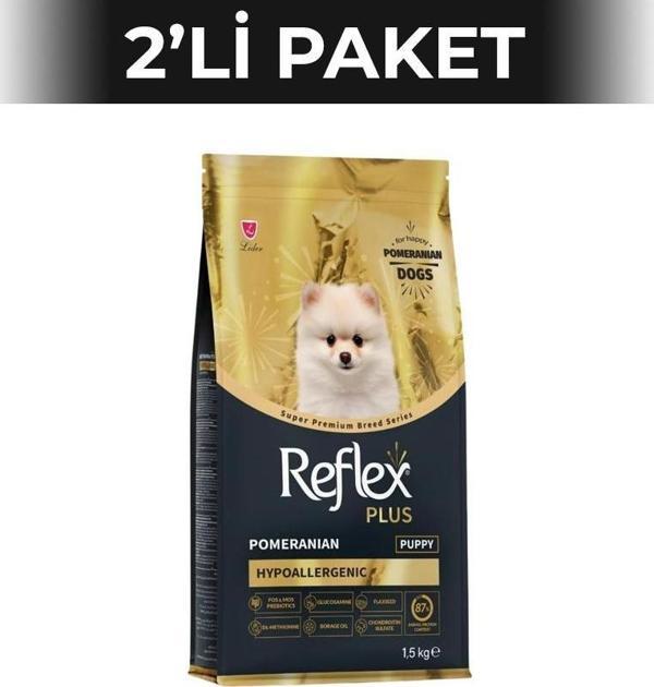 Reflex Plus Pomeranian Hypoallergenic Tavuklu Yavru Köpek Maması 1,5 kg 2 Adet - Image 1