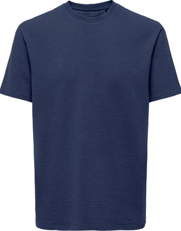ONSKIAN LIFE REG SEERSUCKER SS TEE NOOS LACİVERT - Image 1