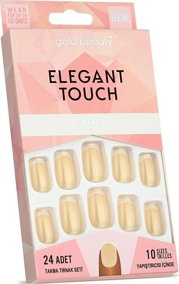 Gold Beauty Elegant Touch 24'lü Frenchli Takma Tırnak - Yapıştırıcı - Image 1