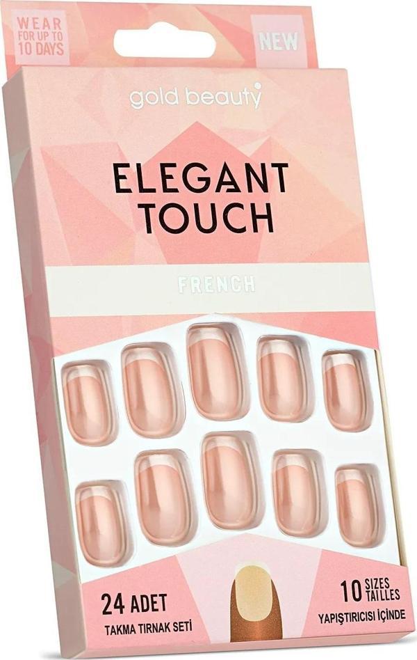 Gold Beauty Elegant Touch 24'lü Frenchli Takma Tırnak - Yapıştırıcı - Image 1