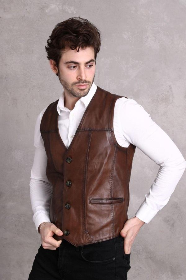 Nyc Giyim Tekstil Toptan Kahve Renk Yelek - Image 1
