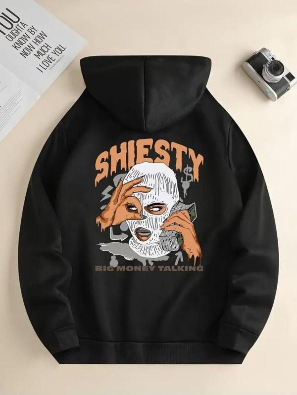 Nevermınd Unisex Big Money Shıesty Baskılı Oversize Baskılı Kapşonlu Sweatshirt 3 Iplik - Image 1