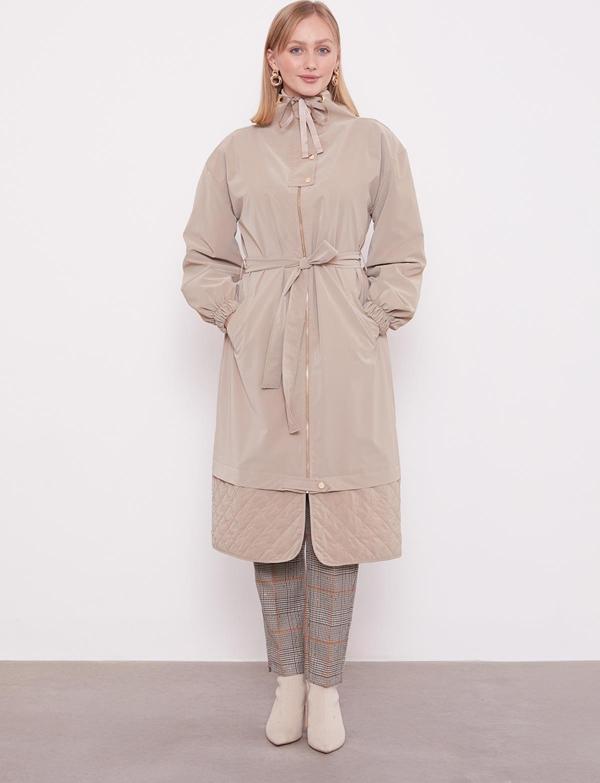 Camel Kurdale Yaka Detay Trençkot - Image 1