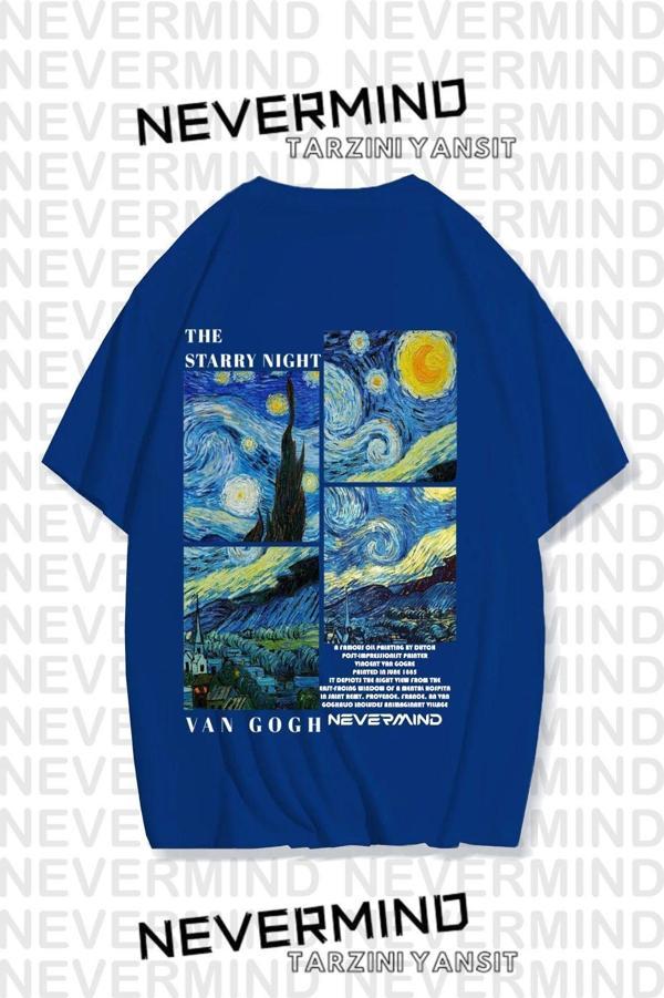 Nevermınd Unisex Van Gogh Baskılı Oversize Tshirt - Image 1