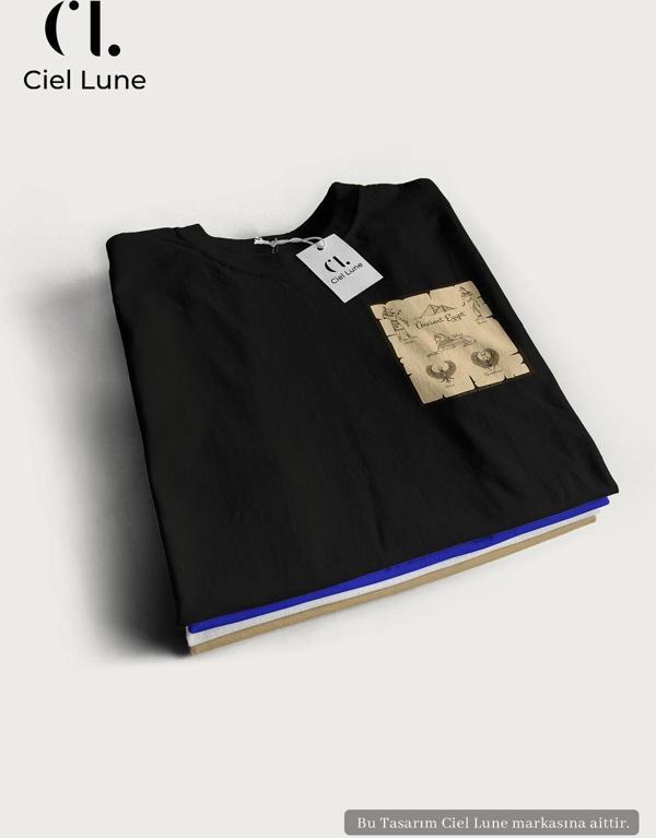 Nevermınd Unisex Kadın Erkek Antik Mısır Baskılı Özel Tasarım Oversize T-Shirt - Image 1