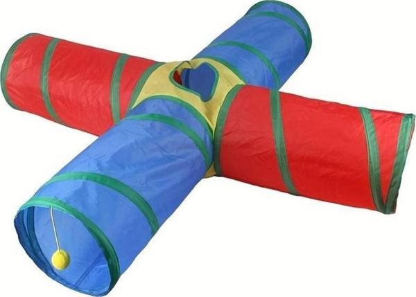 Pribor Kedi Oyun Tüneli 4 Çıkışlı Model Içerisinde Toplu Katlanabilir Gökkuşağı Renkli - Image 1