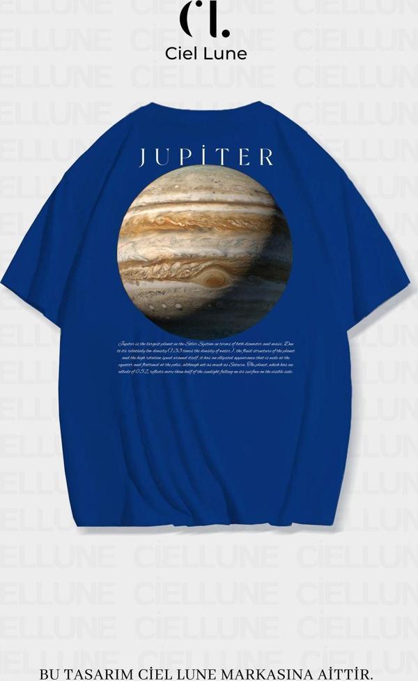 Nevermınd Unisex Kadın Erkek Jupiter Baskılı Özel Tasarım Oversize T-Shirt - Image 1