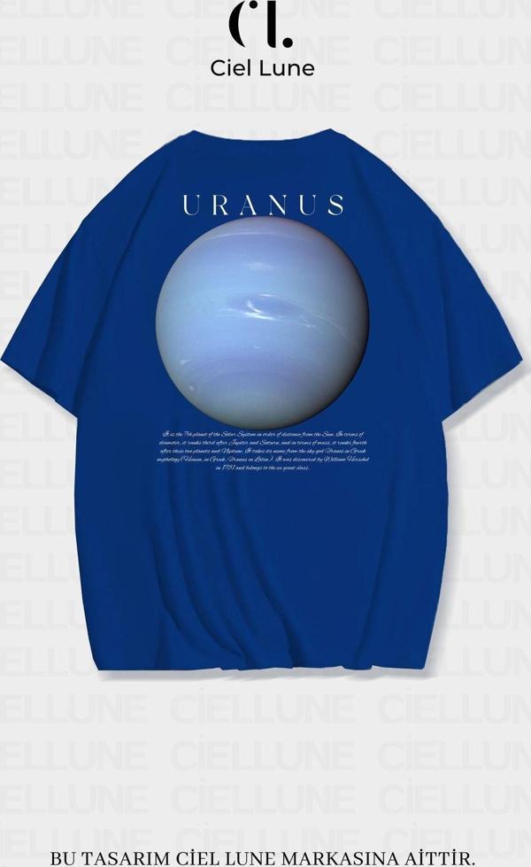 Nevermınd Unisex Kadın Erkek Uranüs Baskılı Özel Tasarım Oversize T-Shirt - Image 1