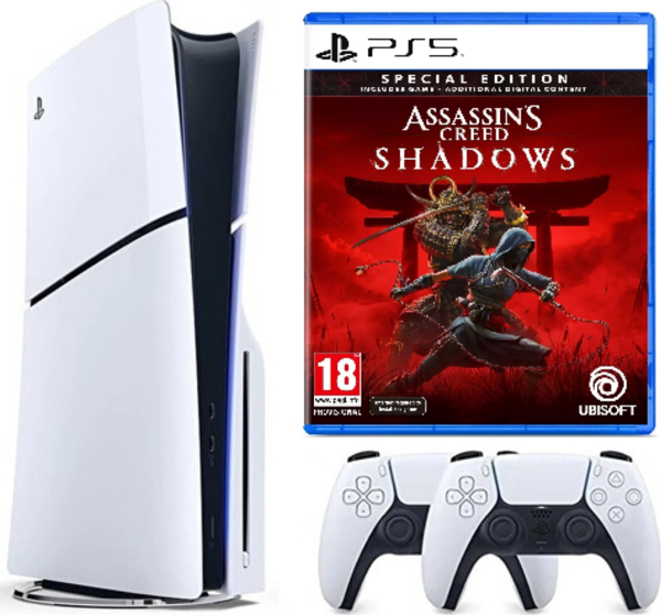 Sony Playstation 5 slim Cdli  + 2.kol Dualsense + Assasin's Creed Shadows ( İthalatçı Garantili) - Image 1