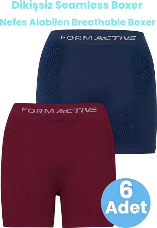Uniquetrenders Erkek Dikişsiz/Seamless Nefes Alabilen Boxer 6 Adet Lacivert - Bordo M-L - Image 1