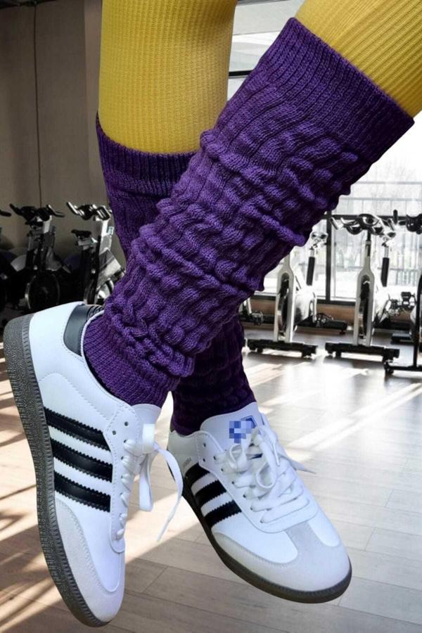 Uniquetrenders Kadın Dört Mevsim Ayaksız Triko Tozluk Mor  - Image 1