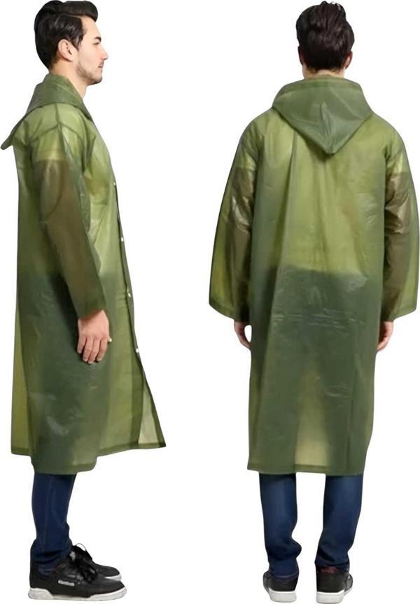 Uniquetrenders Erkek Rüzgar Geçirmez Kapüşonlu Yağmurluk Eva Yağmurluk Haki Standart - Image 1